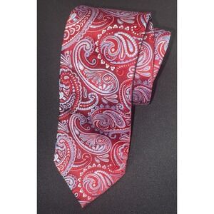 Jones New York Paisley‎ Tie Neck Tie Mens Red 60" x 3.5"